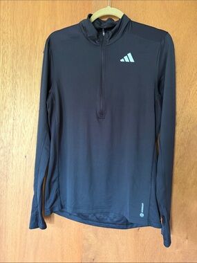 adidas Black Long-Sleeve Quarter-Zip top